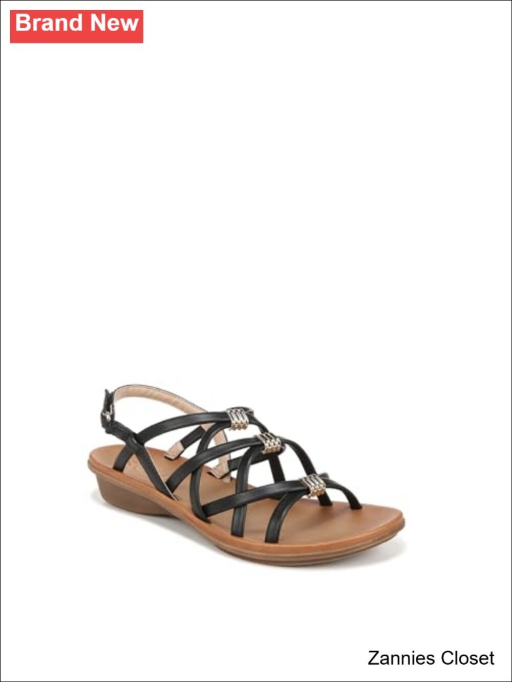✨ Naturalizer Women's Sierra Flat Sandal Ankle Strap Hook & Loop Open Toe